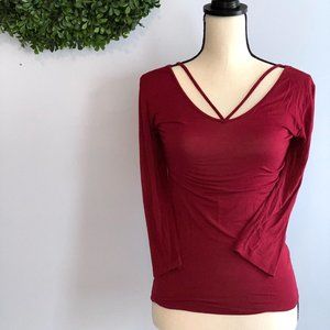 American Dream Long Sleeve Red/Maroon Top (M)